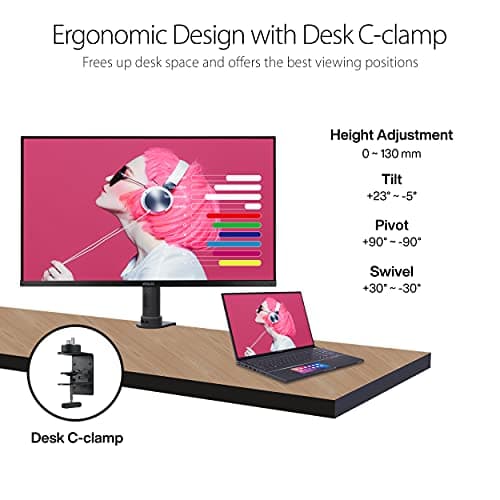 ASUS ProArt Display 32” 4K HDR Monitor (PA329CV) - UHD (3840 x 2160), IPS, 100% sRGB/Rec.709, ΔE < 2, Calman Verified, USB-C Power Delivery, DisplayPort, HDMI, USB 3.1 Hub, C-clamp, Height Adjustable