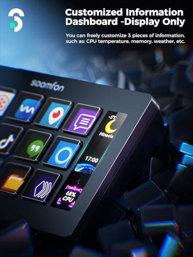 Stream Controller - SOOMFON Stream Control Deck with 15 LCD Macro Keys Customizable to Trigger Actions in OBS Twitch YouTube Compatible with PC & Mac for Content Creators Streaming Gaming