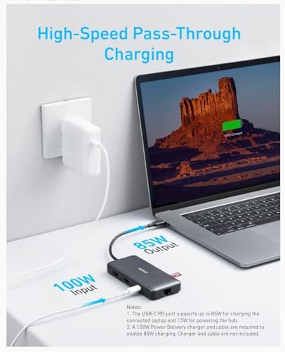 Anker Laptop Docking Station Dual Monitor, 8-in-1 USB C Hub, 4K Dual Monitor with 2 HDMI, 1 Gbps Ethernet Hub, 85W Power Delivery, SD Card Reader for MacBook Pro, XPS and More