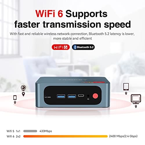 Mini PC AMD Ryzen 5 5500U(6Cores, 12Threads) 16GB DDR4 500GB M.2 NVME(Max 2200MB/S) SSD, TRIGKEY S5 Mini Desktop Computers OS 11 Pro, WiFi6(802.11ax) BT5.2, Triple Display USB 3.2*3 Type-C LAN 2.5Gbps