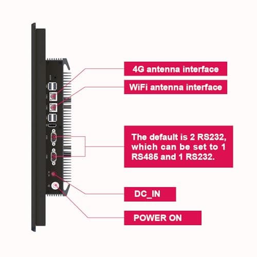 YanKe 19.0" Industrial Computer Touch Screen 10 Point Touch Industrial Computer, Resolution 1024 * 768 250nit, RJ45*2 USB*4 com*2 HD*1 WiFi+BT(J6412/8+256)