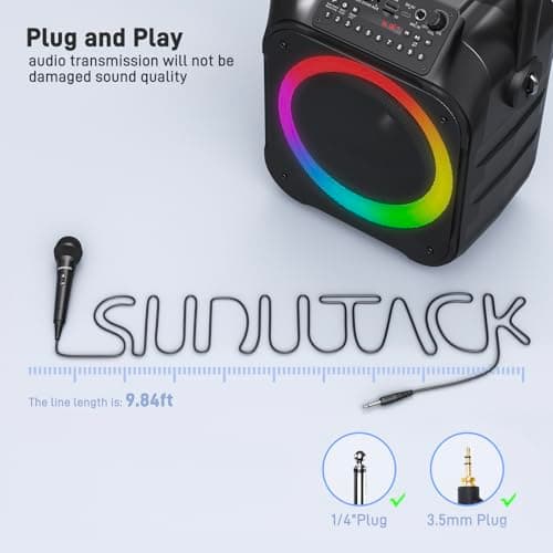 SUDOTACK Karaoke Microphone Wired Handheld: Dynamic Vocal Mic for PA System Speakers AMP with 9.84ft Cable and ON/Off Switch 1/4” Plug for Public Speaking