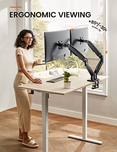 ErGear Dual Monitor Desk Mount up to 40 inches Screens, Max 26.4lbs Capacity Each, Heavy Duty Ultrawide Monitor Arm with USB Ports, Height Adjustable Monitor Stand, VESA 75x75mm or 100x100mm, Black