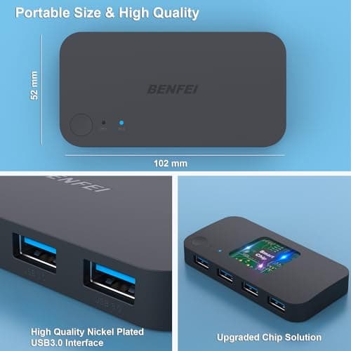 USB 3.0 Switch, USB Switch 2 Computers Share 4 USB for PC, Mouse, Keyboard, Printer, Scanner, USB KVM Switch Selector Compatible with Windows, Mac, Linux