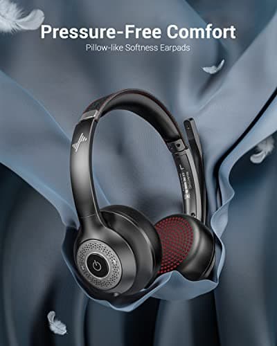 Wireless Headset with AI Noise Cancelling Microphone Bluetooth Headset - Bluetooth V5.2 Headphones with USB Dongle & Mic Mute for Computer/Laptop/PC/iPhone/Android/Cell Phones (Bluetooth+USB Dongle)