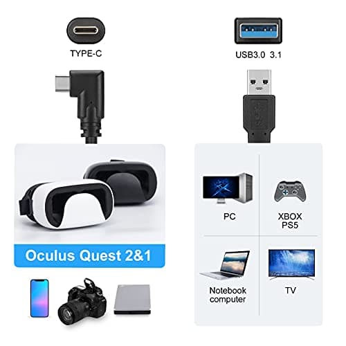 VR Link Cable 15ft,Compatible for Qculus Quest 2,Fast Charging & PC Data Transfer Cable for VR Headset and Gaming PC