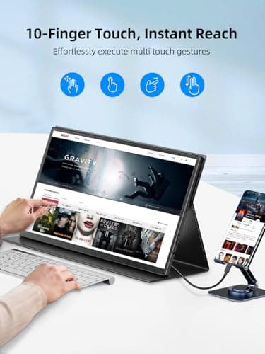 EVICIV 18.5” Portable Monitor Touchscreen | 120HZ 1ms Gaming Monitor | FreeSync, HDR | 400Nits | 1080P FHD IPS | 100% sRGB | VESA & Smart Case | Large Travel External Second Screen for Laptop, Switch