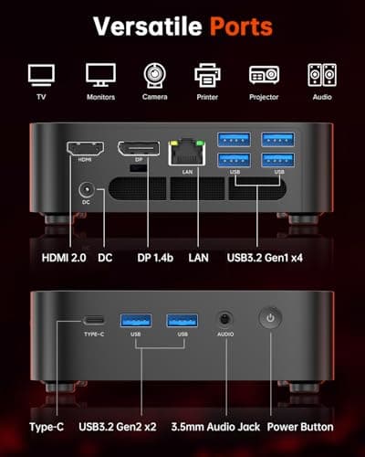 ACEMAGICIAN K1 Mini Gaming PC Ryzen 7 5700U Mini PC 16GB DDR4 512GB SSD Mini Computers (8C/16T, up to 4.3Ghz), 4K Triple Display Mini Desktop Bluetooth/WiFi6/Office
