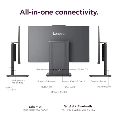 Lenovo ThinkCentre All-in-One Desktop Computer, 27" FHD IPS Display, 8-core Intel Core i5-13420H, 32GB DDR5, 1TB SSD, Wi-Fi 6, USB-C, HDMI in&Out, Wired KB&Mouse, Windows 11 Pro