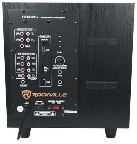 Rockville HTS820 1500W 5.1 Channel Home Theater System with 8" Subwoofer, Bluetooth, USB, Includes Remote and Speaker Mounts - Perfect for Movies, Music, Karaoke