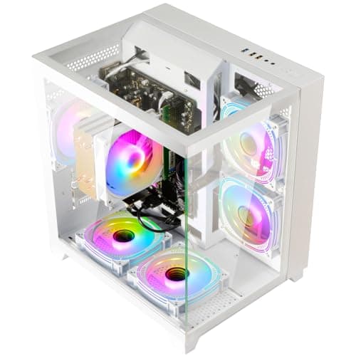 LXZ Desktop PC Computer Ryzen 5-5600GT 8 core 3.6GHz, 16G DDR4 RAM, 512G NVME SSD, Tower Computer with 400W Power Supply for Working, Home and Office (White)