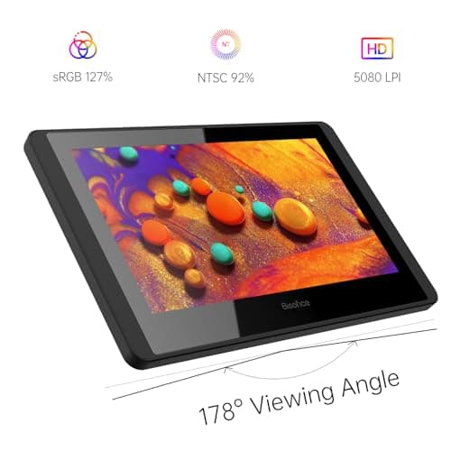 Bisofice Drawing Tablet with Screen, Graphics Tablet with Battery-Free Stylus, 11.6 inch Full-Laminated Graphic Drawing Monitor for Design, Digital Art, Illustration, Photo Editing, Support Win & Mac