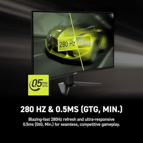 msi MAG 274CXF 27-inch 1920 x 1080 (FHD) Curved Monitor, 280Hz, HDMI, DisplayPort, VGA Port, VESA Mountable, Tilt, Speaker, Slim Bezel, 0.5ms, Black