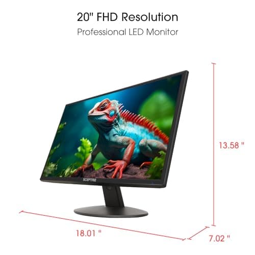 Sceptre 20" 1600x900 75Hz Ultra Thin LED Monitor 2x HDMI VGA Built-in Speakers, Machine Black Wide Viewing Angle 170° (Horizontal) / 160° (Vertical)