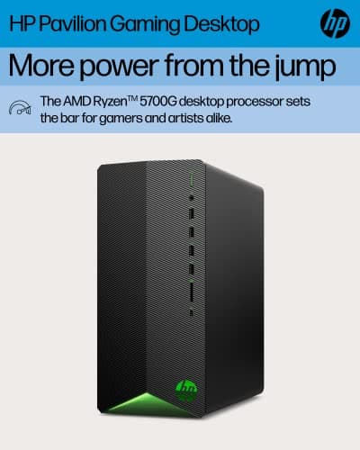 HP Pavilion Gaming Desktop, AMD Ryzen 7 5700G Processor, NVIDIA GeForce RTX 2060 graphic, 16 GB RAM, 1 TB SSD, Windows 11 Pro (TG01-2460, shadow black)