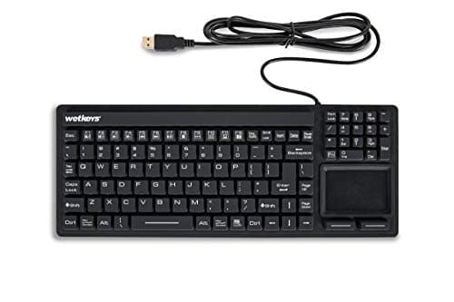 WetKeys "Touchpad Plus Professional-Grade Rigid Silicone Washable Keyboard with Touchpad (USB) (Black) | KBWKRC106T-BK