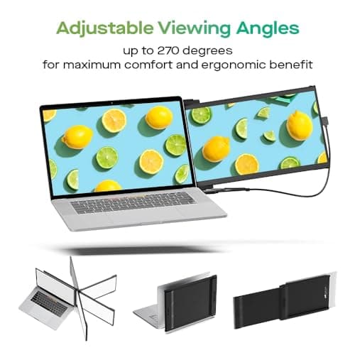 Mobile Pixels 2025 Duex Max DS 14.1'' FHD 1080p Laptop Screen Extender, USB Type-C/HDMI Ports, Portable Monitor for 14'' to 17 Inch Laptops, Compatible with macOS/Windows/Apple/Android/Switch(Black)