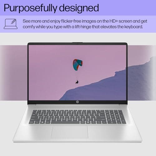 HP 17.3 inch Laptop, HD+ Display, AMD Ryzen 5 7520U, 16 GB RAM, 512 GB SSD, AMD Radeon Graphics, Windows 11 Home, Natural Silver, 17-cp2199nr