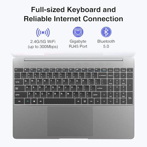 15.6" Windows 11 Laptop, Intel Core i3-5005U, 16GB RAM, 512GB SSD, FHD IPS Display, 2.4G/5G WiFi, BT5.0, RJ45, Webcam, Long Battery Life - for Work, Study, and Entertainment