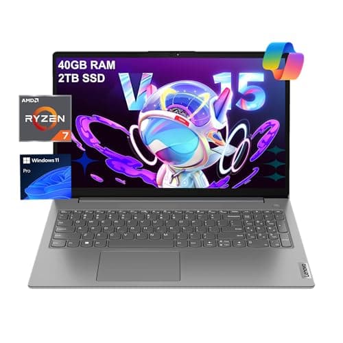 Lenovo Laptop V15 Gen 4 for Business (15.6" FHD Anti-glare, AMD Ryzen 7 7730U (Beat i7-1355U), 40GB RAM, 2TB SSD), Numeric Keypad, Webcam w/Shutter, Ethernet, Win 11 Pro w/AI Copilot, Grey