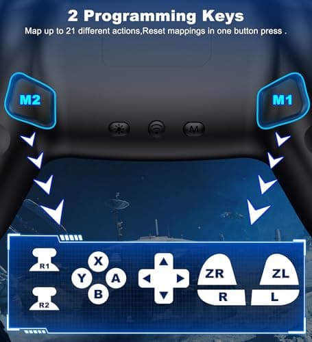 Wireless PC Controller, Bluetooth Controller, with Hall Effect Joysticks & Triggers, No Dead Zone, No Stick Drift, Controller for PC, Switch, iOS and Android, Cool Dynamic Light, 1000mAh Battery