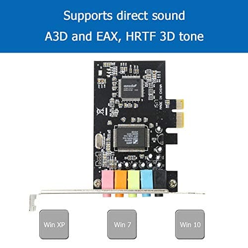 5.1 Internal PCIe Sound Card for PC Windows 8 7 with Low Profile Bracket, 3D Stereo PCI-e Audio Card, CMI8738 Chip 32/64 Bit Sound Card PCI Express Adapter