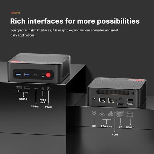 P4 Plus Mini PC Desktop Computers, AMD Ryzen 7 5825U (up to 4.5GHz), 32GB DDR4, 1TB PCIe SSD, Dual LAN 2.5G & Wi-Fi 6E & BT5.2, 4K Triple Display, Compact Silent PC for Gaming, Office, Design