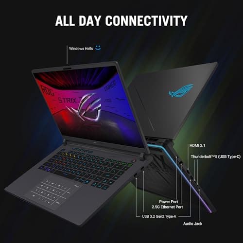 ASUS ROG Strix G16 (2025) Gaming Laptop, 16” ROG Nebula Display 16:10 2.5K 240Hz/3ms, NVIDIA® GeForce RTX™ 5070 Ti GPU, Intel® Core™ Ultra 9 275HX Processor, 32GB DDR5, 1TB SSD, Wi-Fi 7, Win11 Home
