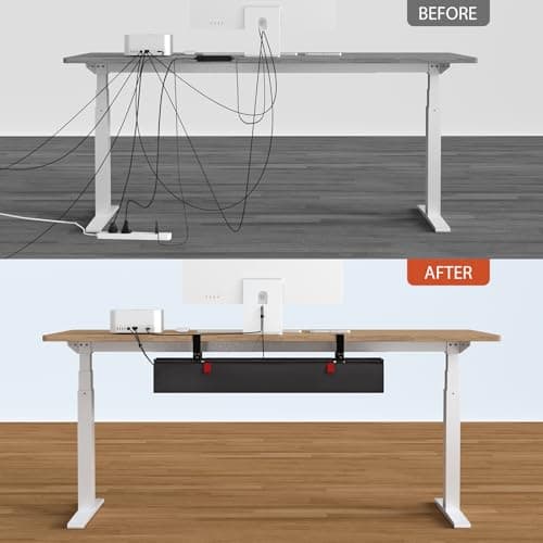 Univivi No Drill Under Desk Cable Management Tray, 36" Cord Organizer for Table, Clamp/Screw Mount Desk Cable Management, Premium Fabric Cable Management Tray for Office, Home