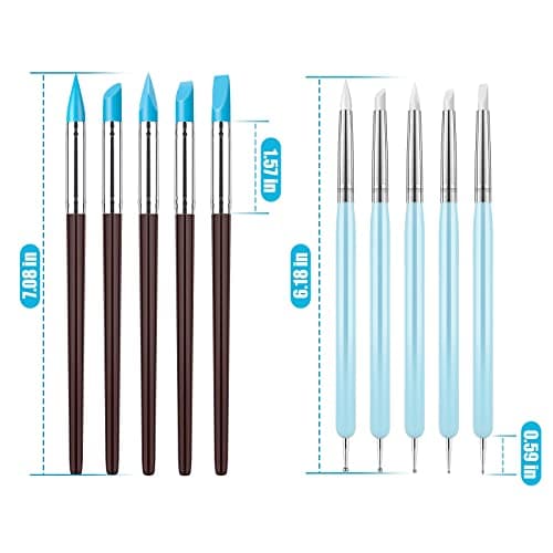 10Pcs Silicone Clay Sculpting Tool, Modeling Dotting Tool & Pottery Craft use for DIY Handicraft, Silicone Brush, Sculpture Pottery, Nail Art