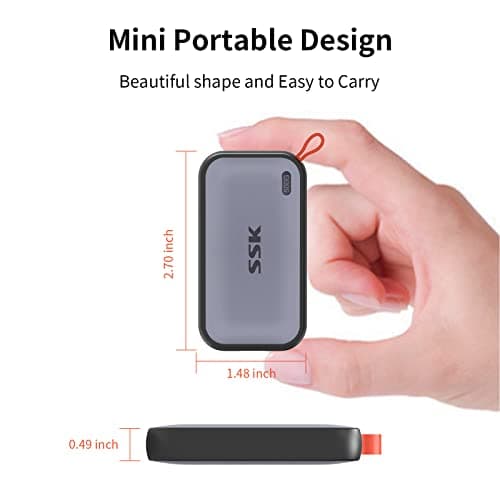 SSK Portable SSD 500GB External Solid State Drives, up to 1050MB/s USB C SSD External Hard Drive USB 3.2 Gen2 for iPhone 15/Pro, Windows, Mac, Android Phones and Tablets