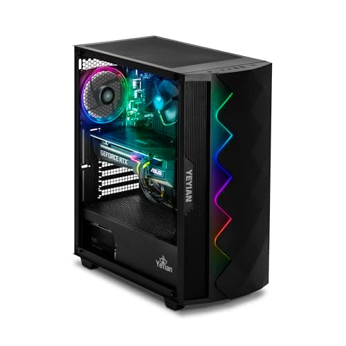 YEYIAN Shoge Gaming Computer - Intel 11th Gen i5-11400F 4.4 GHz, GeForce RTX 3060 Ti Gaming PC Desktop, 512GB NVMe SSD, 16GB DDR4 3200MHz RAM, Stock Fan, Win 11 Home, WiFi 6, 650W PSU