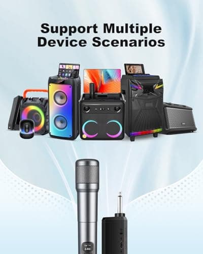 Wireless Microphone, Dual Handheld Dynamic Mic with Rechargeable Receiver, 40H Duration, 200ft Range, Plug and Play, Karaoke Microphone for Singing, Karaoke, Meeting, Church, Wedding