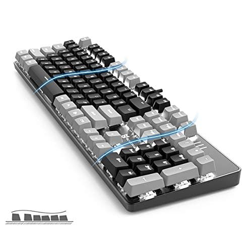 Mechanical Keyboard - Black Switch, Black & Grey Color, White Backlit, Hot Swappable, Wired, 104 Keys US Layout PC Gaming Keyboard