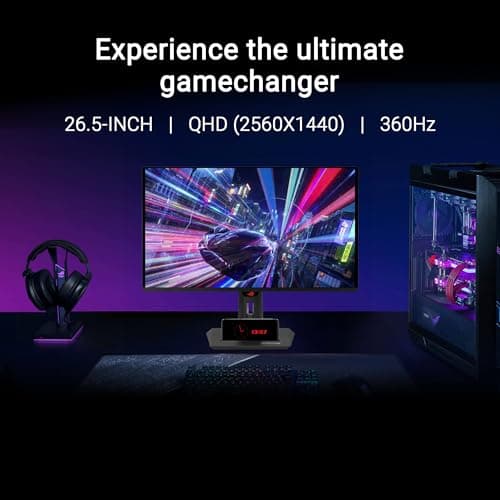 ASUS ROG Strix 26.5” 1440P QD-OLED Gaming Monitor (XG27ACDNG) -QHD (2560x1440), 360Hz, 0.03ms, Custom Heatsink, OLED Care+, G-SYNC Compatible, 99% DCI-P3, DisplayWidget, AI Gaming, 3yr Warranty