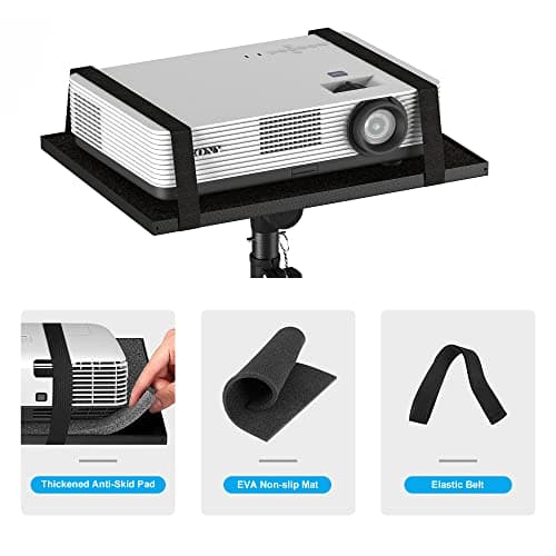 Projector Stand Tripod from 23" to 46", Laptop Tripod Stand Height Adjustable with Gooseneck Phone Holder, Laptop Floor Stand for Office, Home, Stage, Studio, DJ Racks Holder Mount