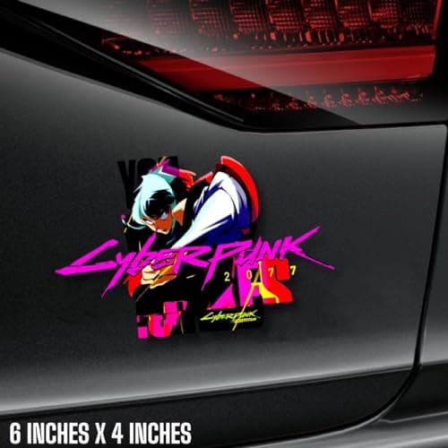 Cyberpunk Vinyl Sticker Cyberpunk car Decal Cyberpunk car Sticker Water Proof Cyberpunk Sticker Reflective for car for Laptop (Purple)