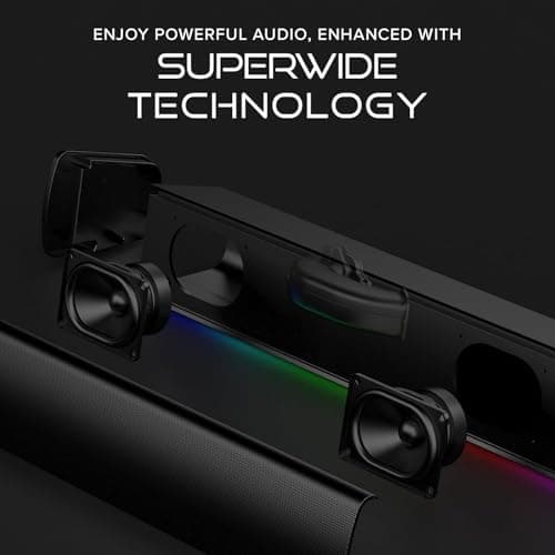 Sound Blaster GS3 Compact RGB Gaming Soundbar with SuperWide Technology, Powered via USB, Bluetooth 5.4, Headphone-Out Port, for PC and Mac