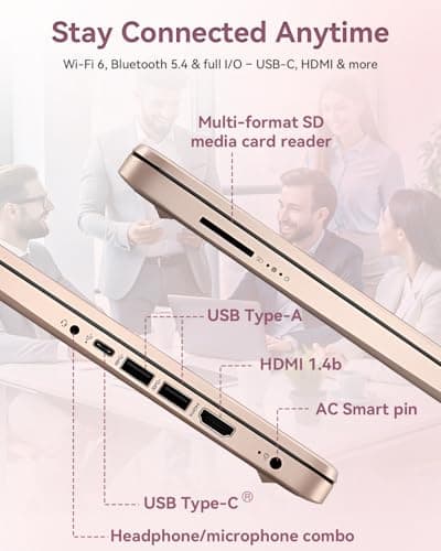 HP 14-inch Student Business Laptop – Intel N150 | Lightweight, AI Copilot Key for Study & Daily Use | 16GB RAM | 128GB UFS + 256GB MSD | w/Accessory Win 11 Pro + MS Office Lifetime | Pale Rose Gold