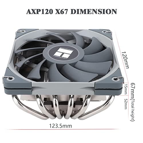 Thermalright AXP120-X67 Black ARGB Low Profile CPU Air Cooler with Quite 120mm TL-C12015B-S PWM Fan, 6 Heat Pipes, 67mm Height, for AM4/ AM5,Intel LGA 1700/1851/1150/1151/1155/1156/1200/2011