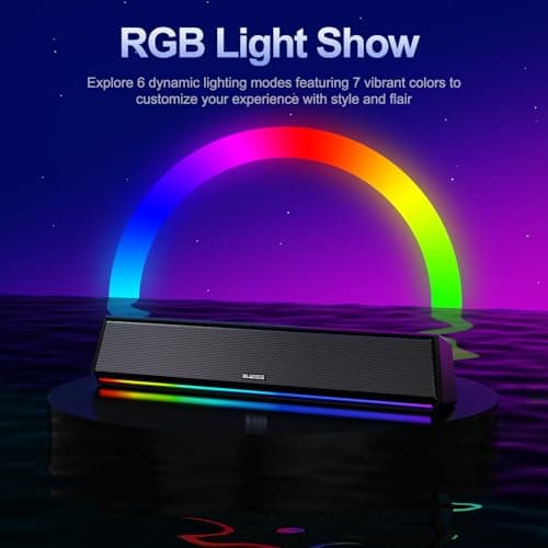 Bluedee Computer Speakers for Desktop PC, Bluetooth 5.3 PC Speakers with Dynamic RGB Light, Wired USB Plug & Play Computer Sound Bar, USB/Type-C Powered Gaming Speakers for Desktop, Laptops, Tablet