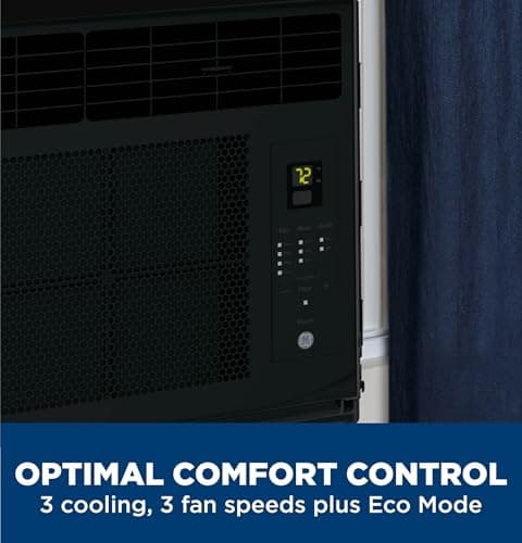 GE Window Air Conditioner Unit, 6,000 BTU for Small Rooms up to 250 sq ft. with Adjustable Fan and Cooling Settings, Perfect for Bedroom or Living Room, Easy Install Kit Included, Black