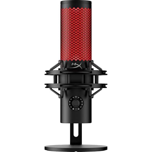 HyperX QuadCast 2 – USB Microphone for Gaming, Streaming and Podcasting, with On-Board Controls, LED Lighting, Removable Shock Mount, PC, Mac, PS5, PS4, USB-C - Black
