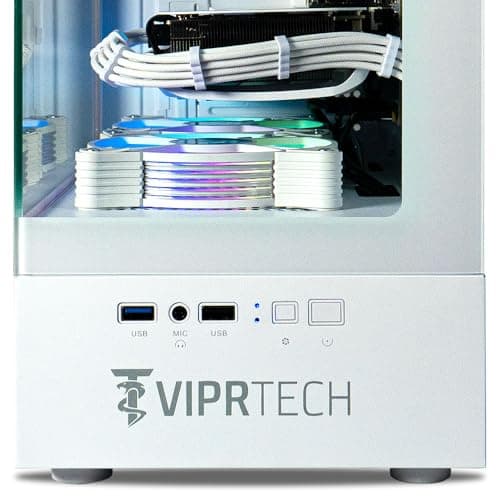 ViprTech Stryker 4.0 Liquid-Cooled PC - AMD Ryzen 7 (4.4GHz Turbo), RTX 4060 8GB, 32GB DDR4 3200, 1TB NVMe SSD, 700W PSU, WiFi BT, Win 11 Pro, RGB, Gaming Desktop Computer Prebuilt, White