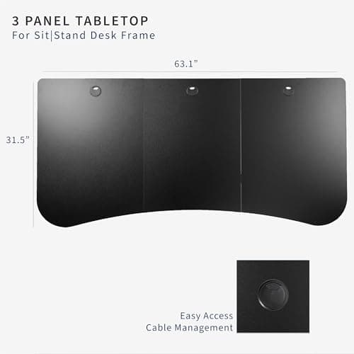 VIVO 63 x 32 inch Universal Table Top for Standard and Sit to Stand Height Adjustable Home and Office Desk Frames, Black Desktop, DESK-TOP1B