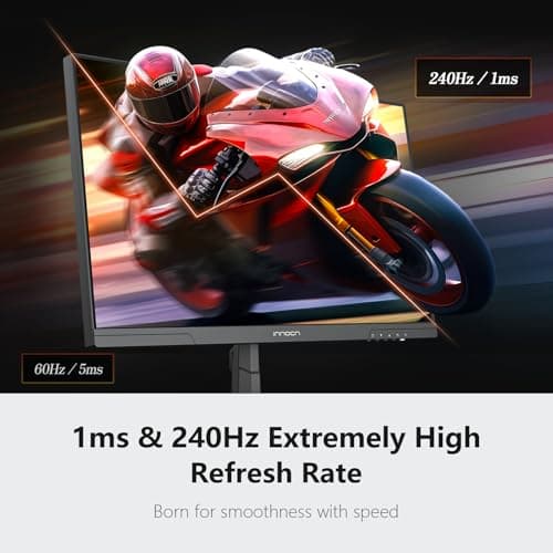 INNOCN 24.5" Gaming Monitor 1440p 240Hz QHD 2K PC Desktop Gaming Fast IPS HDMI 2.1 Display, DisplayPort, 1ms, Built-in Speaker, 25G2S