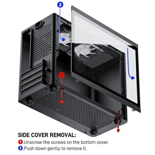 Micro ATX Case with Fans, 2PCS 90mm RGB Fans Pre-Installed,14.6L 0.8mm Thickness SPCC MATX PC Case Mini ITX PC Case with Type C USB3.0, Supports 135mm CPU Cooler, 310mm GPU and Standard ATX PSU Black