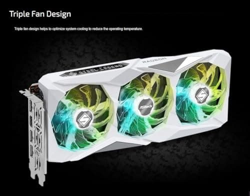 ASRock AMD Radeon RX 7600 Steel Legend 8GB OC GDDR6 128-bit 0dB Silent Cooling Graphics Card DisplayPort 7680 x 4320 HDMI 18 Gbps 3 Fans PCI Express 4