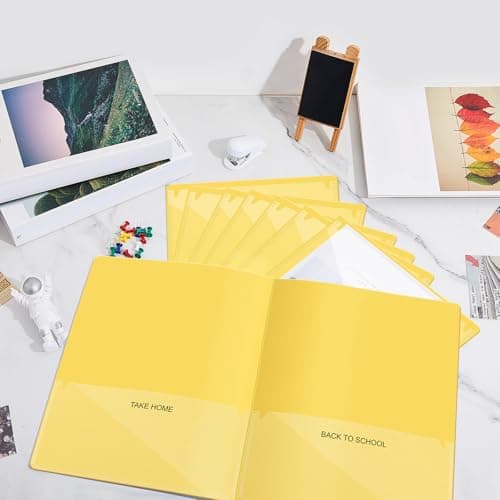 Henoyso 48 Pcs Folders Take Home Heavy Duty 2 Pocket Homework Folder for Students Parent Teacher Communication,11.8 x 9.45 Inch(Yellow)