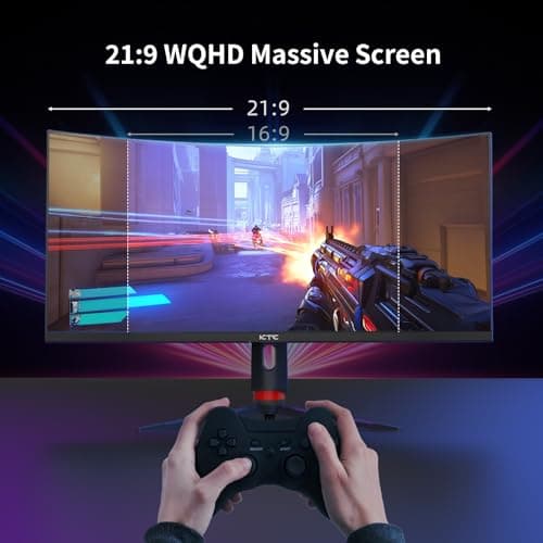34'' Curved Ultrawide Gaming Monitor, 21:9, 3440x1440p 165Hz 1ms, 1500R Curved Monitor, Freesync G-sync, Picture by Picture,PIP, Height/Tilt/Swivel/Pivot